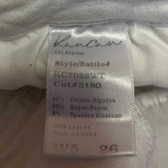 Rancan White Distressed Mid Rise Cuffed Hem Fitted Denim Jean Shorts Size 26 - Picture 5 of 5